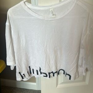 Cropped White Lululemon Tee.